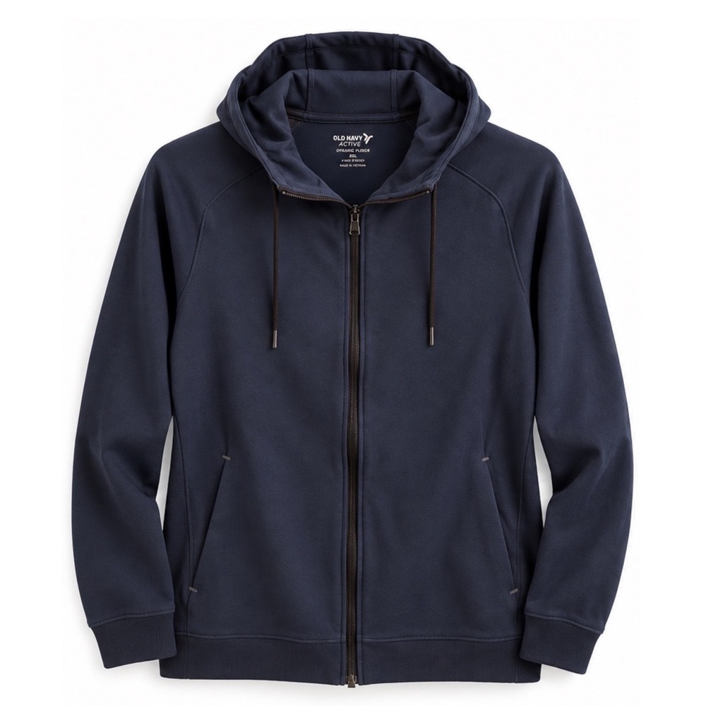 Old Navy Active Dynamic Fleece Navy Blue Full Zip Hoodie Jacket Mens XXL
